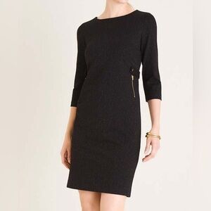 Chico’s Black Ponte Jacquard Sheath Dress Size 8 (Chico’s size 1) NWOT
